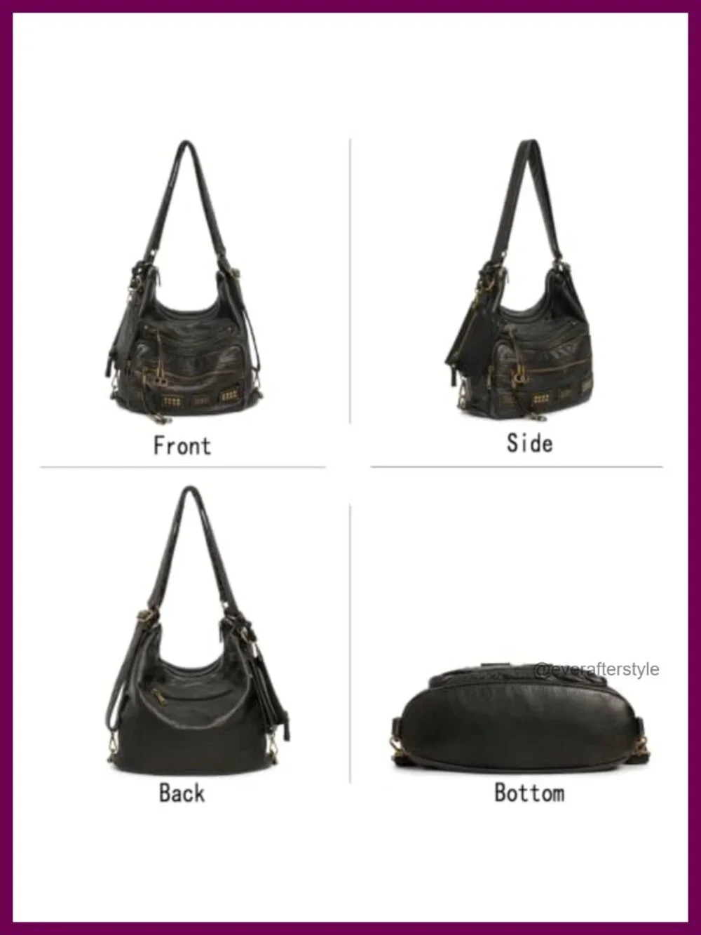 Y2K Vintage Hobo Bag Vegan Leather Shoulder Purse Adjustable Strap